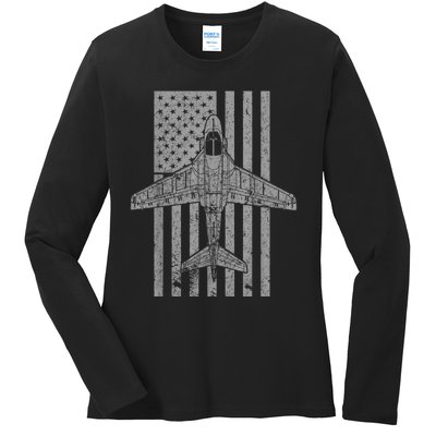 A6 Intruder A6 Jet Airplane Vintage Flag Ladies Long Sleeve Shirt