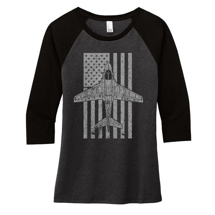 A6 Intruder A6 Jet Airplane Vintage Flag Women's Tri-Blend 3/4-Sleeve Raglan Shirt