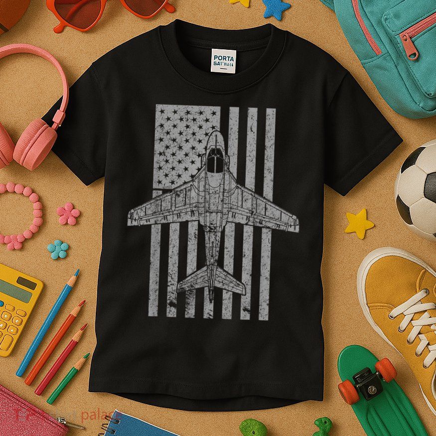 A6 Intruder A6 Jet Airplane Vintage Flag Kids T-Shirt