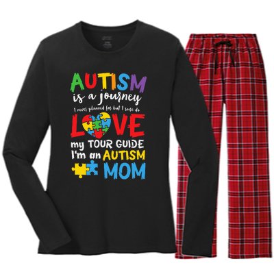 Autism is a Journey I'm an Autism Mom Women's Long Sleeve Flannel Pajama Set 