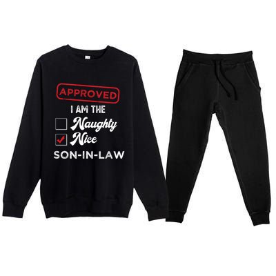 Approved I Am Nice Soninlaw Funny Christmas Xmas Gift Premium Crewneck Sweatsuit Set