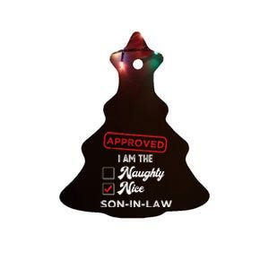 Approved I Am Nice Soninlaw Funny Christmas Xmas Gift Ceramic Tree Ornament