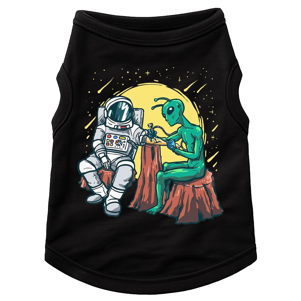 Alien Inking Astronaut Ink Funny Tattoo Artist Doggie Tank