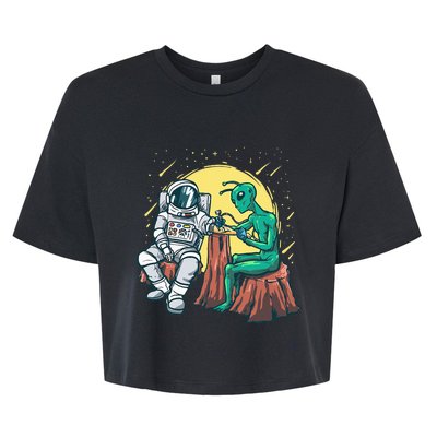 Alien Inking Astronaut Ink Funny Tattoo Artist Bella+Canvas Jersey Crop Tee