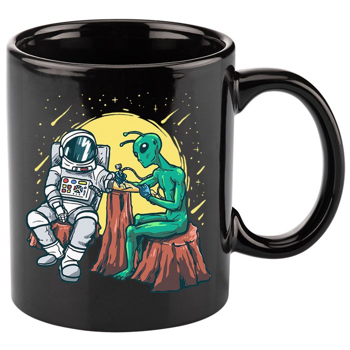 Alien Inking Astronaut Ink Funny Tattoo Artist 11oz C Handle Ceramic Mug