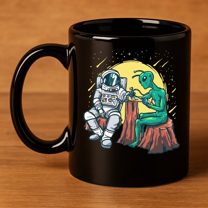Alien Inking Astronaut Ink Funny Tattoo Artist 11oz C Handle Ceramic Mug