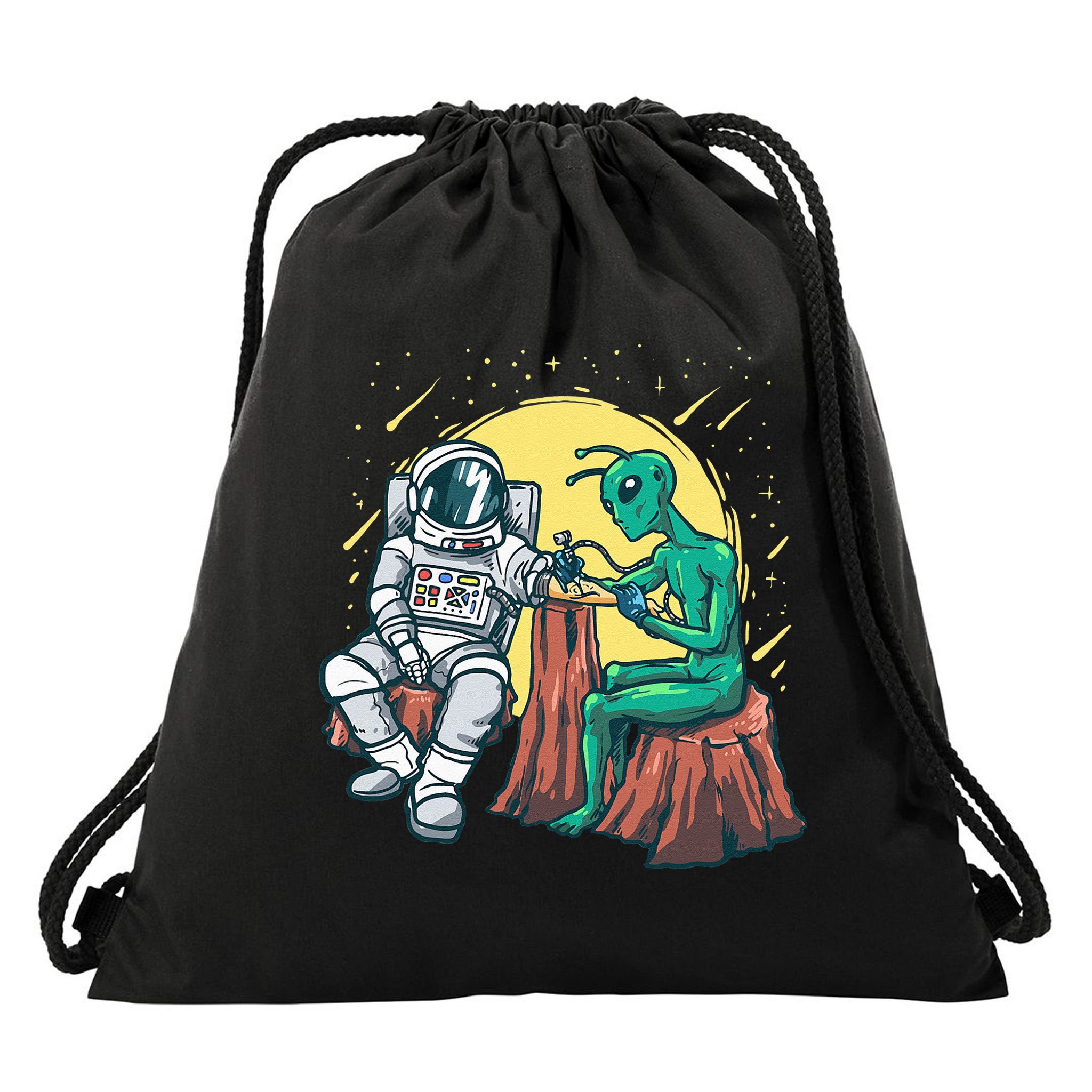 Alien Inking Astronaut Ink Funny Tattoo Artist Drawstring Bag