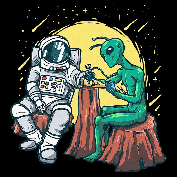 Alien Inking Astronaut Ink Funny Tattoo Artist Drawstring Bag