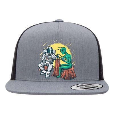 Alien Inking Astronaut Ink Funny Tattoo Artist Flat Bill Trucker Hat