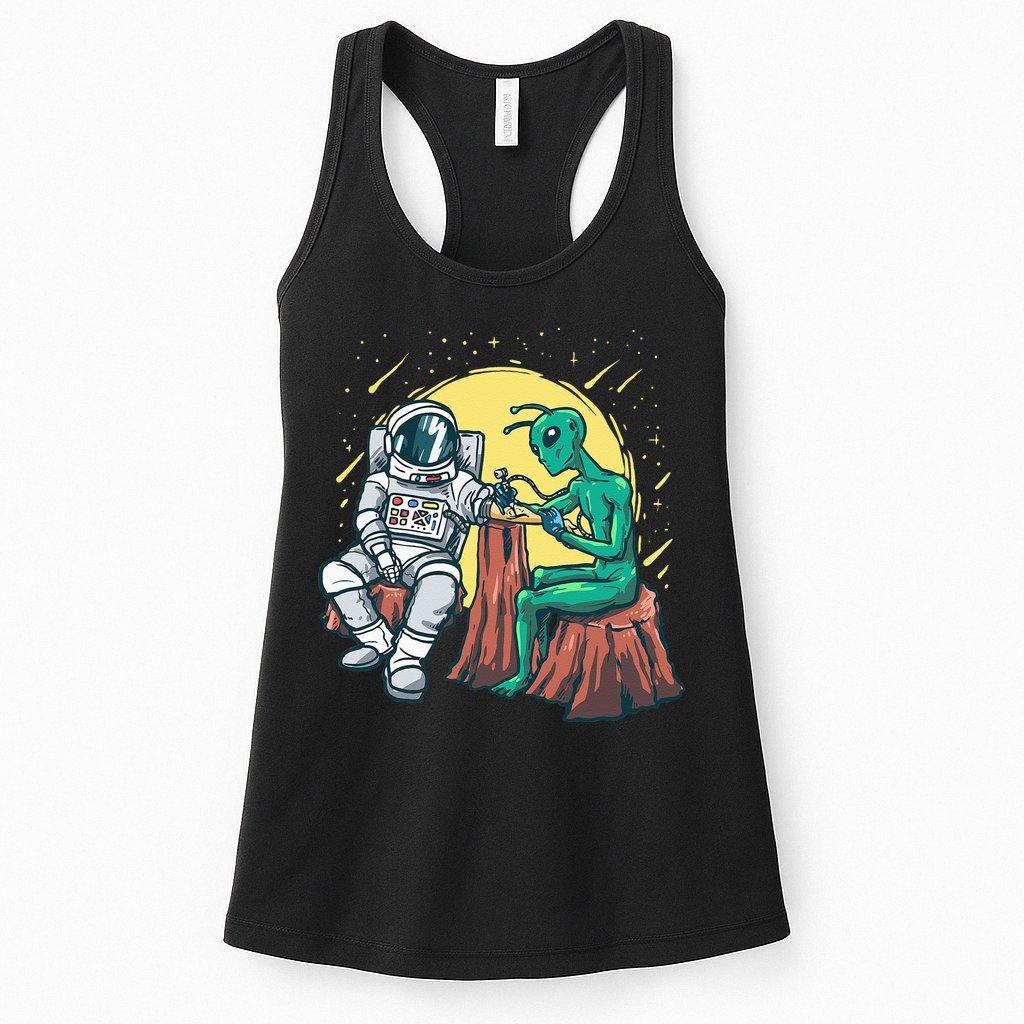 Alien Inking Astronaut Ink Funny Tattoo Artist Womens Tank Top