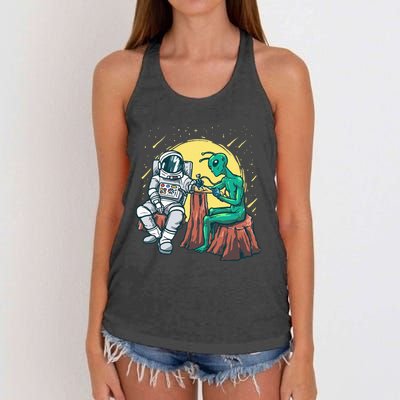 Alien Inking Astronaut Ink Funny Tattoo Artist Women's Knotted Racerback Tank