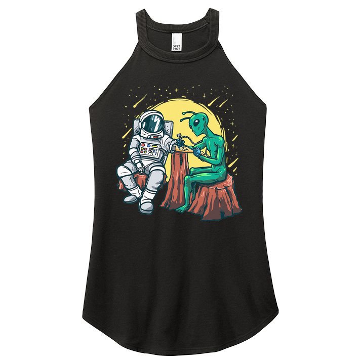 Alien Inking Astronaut Ink Funny Tattoo Artist Women's Perfect Tri Rocker Tank