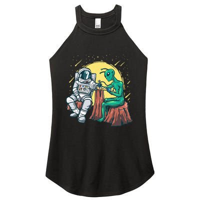 Alien Inking Astronaut Ink Funny Tattoo Artist Women's Perfect Tri Rocker Tank