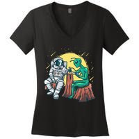 Alien Inking Astronaut Ink Funny Tattoo Artist Women's V-Neck T-Shirt