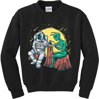 Alien Inking Astronaut Ink Funny Tattoo Artist Kids Sweatshirt