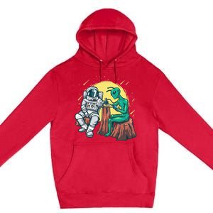 Alien Inking Astronaut Ink Funny Tattoo Artist Premium Pullover Hoodie