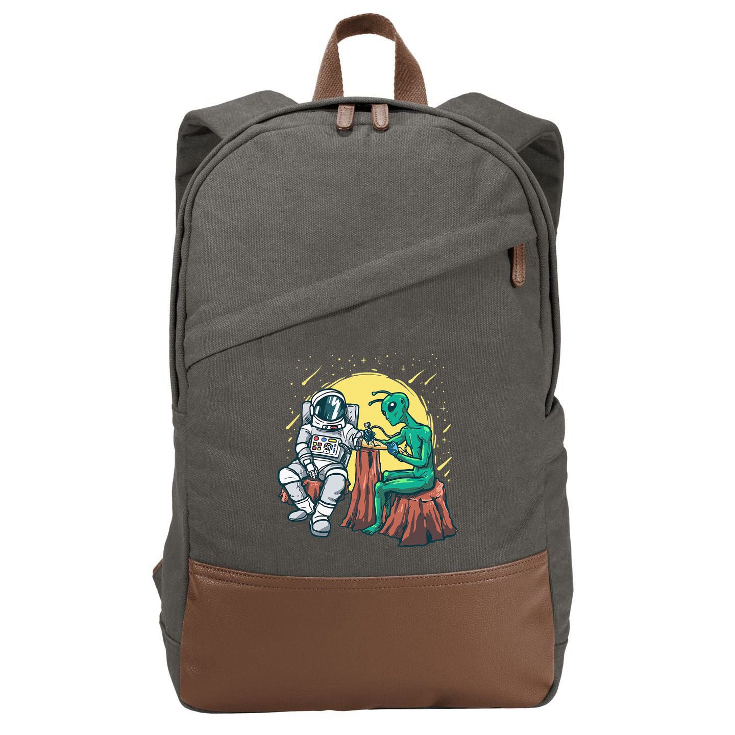 Alien Inking Astronaut Ink Funny Tattoo Artist Cotton Canvas Backpack