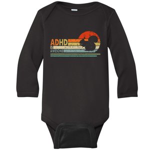 Adhd Is Awesome Cute Squirrel Baby Long Sleeve Bodysuit