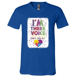 Autism I Am There Voice They Are My Heart Special Ed Teacher Gift V-Neck T-Shirt