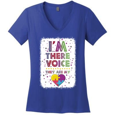 Autism I Am There Voice They Are My Heart Special Ed Teacher Gift Women's V-Neck T-Shirt