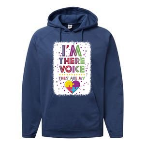 Autism I Am There Voice They Are My Heart Special Ed Teacher Gift Performance Fleece Hoodie