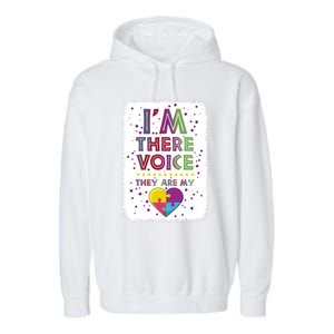 Autism I Am There Voice They Are My Heart Special Ed Teacher Gift Garment-Dyed Fleece Hoodie