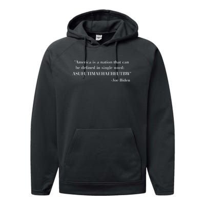 America Is A Nation That Can Be Defined In Single Word Joe Biden Meme Performance Fleece Hoodie