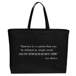 America Is A Nation That Can Be Defined In Single Word Joe Biden Meme Cotton Canvas Jumbo Tote