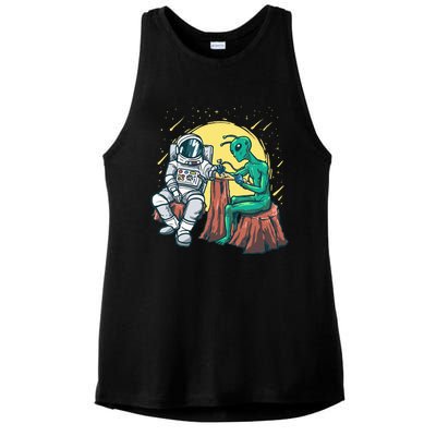 Alien Inking Astronaut Ink Funny Tattoo Artist Ladies PosiCharge Tri-Blend Wicking Tank