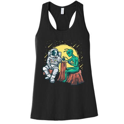 Alien Inking Astronaut Ink Funny Tattoo Artist Women's Racerback Tank