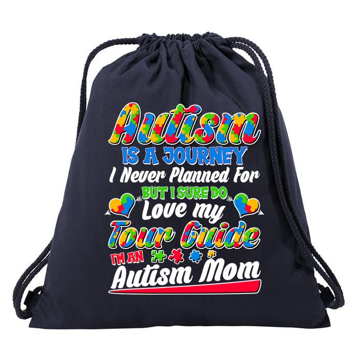 Autism Is A Journey I'm An Autism Mom Drawstring Bag