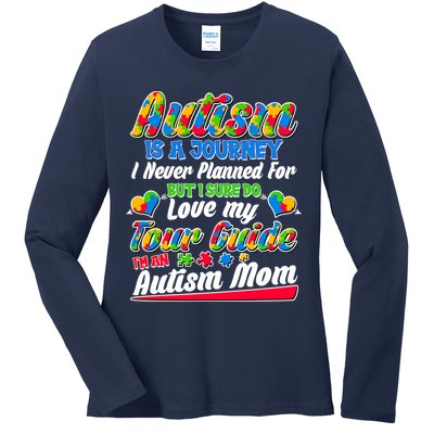 Autism Is A Journey I'm An Autism Mom Ladies Long Sleeve Shirt