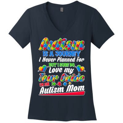 Autism Is A Journey I'm An Autism Mom Women's V-Neck T-Shirt