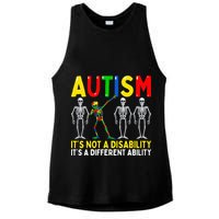 Autism It's A Different Ability Funny Dabbing Skeleton  Ladies PosiCharge Tri-Blend Wicking Tank