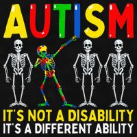 Autism It's A Different Ability Funny Dabbing Skeleton  Ladies PosiCharge Tri-Blend Wicking Tank