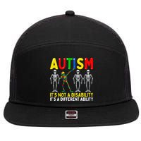 Autism It's A Different Ability Funny Dabbing Skeleton  7 Panel Mesh Trucker Snapback Hat