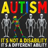 Autism It's A Different Ability Funny Dabbing Skeleton  7 Panel Mesh Trucker Snapback Hat