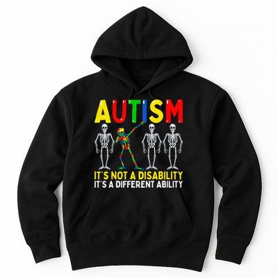 Autism It's A Different Ability Funny Dabbing Skeleton  Hoodie