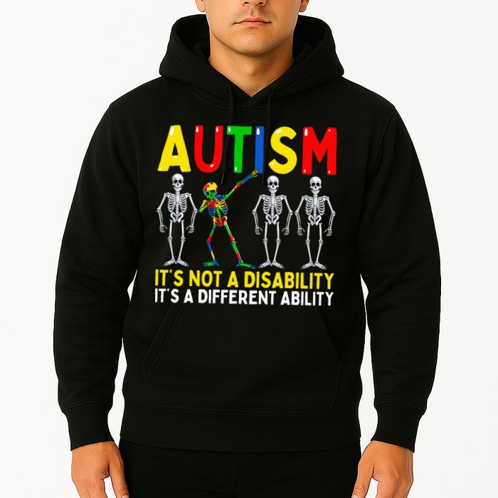 Autism It's A Different Ability Funny Dabbing Skeleton  Hoodie
