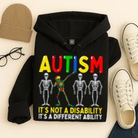 Autism It's A Different Ability Funny Dabbing Skeleton  Hoodie