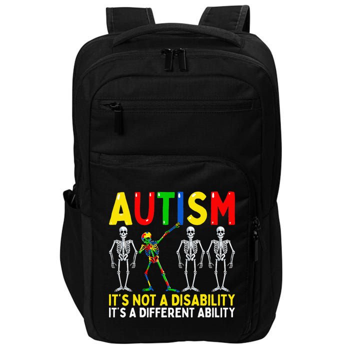 Autism It's A Different Ability Funny Dabbing Skeleton  Impact Tech Backpack