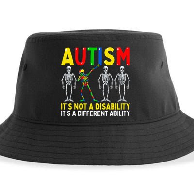 Autism It's A Different Ability Funny Dabbing Skeleton  Sustainable Bucket Hat
