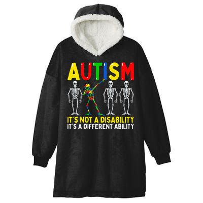 Autism It's A Different Ability Funny Dabbing Skeleton  Hooded Wearable Blanket