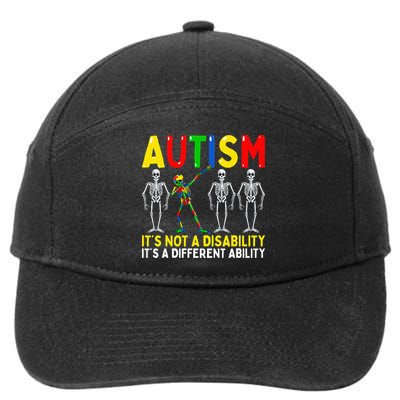 Autism It's A Different Ability Funny Dabbing Skeleton  7-Panel Snapback Hat