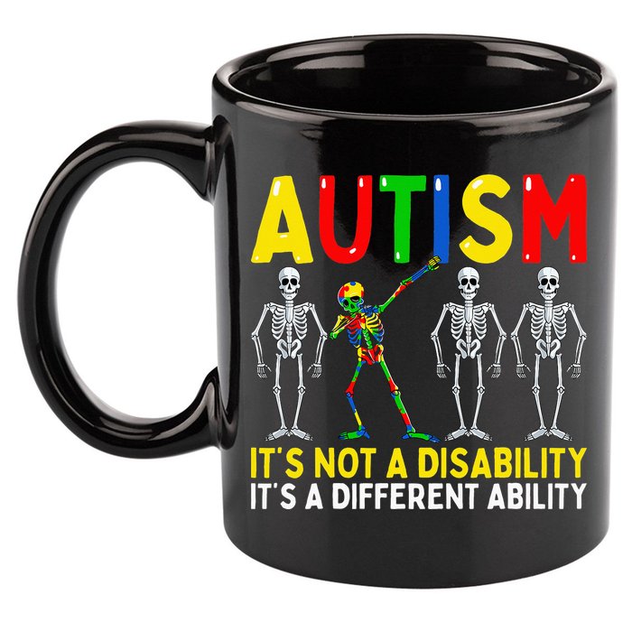 Autism It's A Different Ability Funny Dabbing Skeleton  11oz C Handle Ceramic Mug