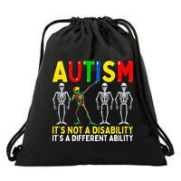 Autism It's A Different Ability Funny Dabbing Skeleton  Drawstring Bag