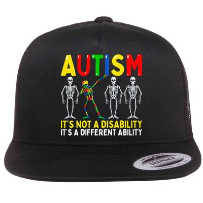 Autism It's A Different Ability Funny Dabbing Skeleton  Flatbill Hat