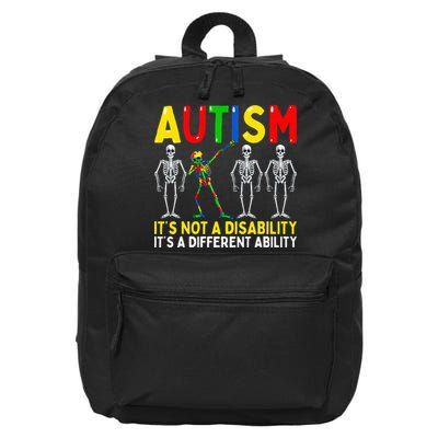 Autism It's A Different Ability Funny Dabbing Skeleton  16 in Basic Backpack