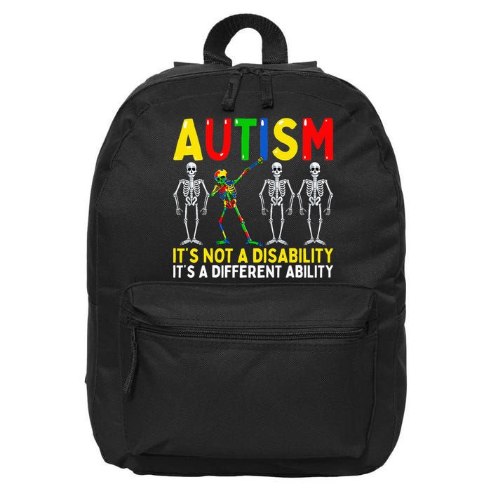 Autism It's A Different Ability Funny Dabbing Skeleton  16 in Basic Backpack