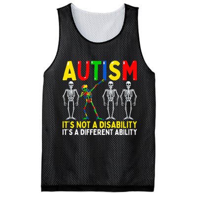 Autism It's A Different Ability Funny Dabbing Skeleton  Mesh Reversible Basketball Jersey Tank